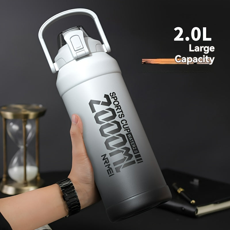 Large-Capacity Stainless Steel Insulated Water Bottle with Straw - Portable, Leakproof Sports Cup for Outdoor Activities, Black